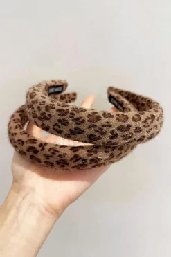 New Dear-Lover Fuzzy Leopard Print Headband Brown