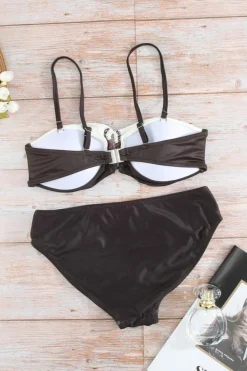 Discount Dear-Lover Gradient Color Block Push Up Bikini Swimwear Brown