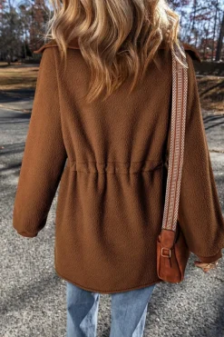 Outlet Dear-Lover Half Zip Fleece Pullover Sweatshirt Brown