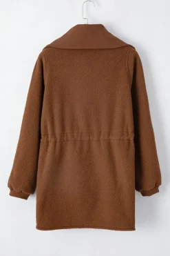 Outlet Dear-Lover Half Zip Fleece Pullover Sweatshirt Brown