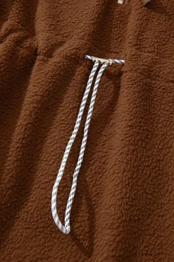 Outlet Dear-Lover Half Zip Fleece Pullover Sweatshirt Brown