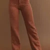 Best Dear-Lover High Waist Square Pockets Corduroy Pants Brown