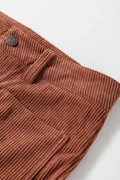 Best Dear-Lover High Waist Square Pockets Corduroy Pants Brown