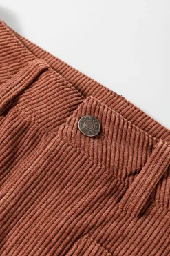 Best Dear-Lover High Waist Square Pockets Corduroy Pants Brown