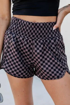 Discount Dear-Lover Leopard High Waisted Athletic Shorts Brown