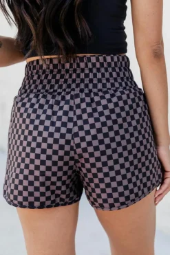 Discount Dear-Lover Leopard High Waisted Athletic Shorts Brown