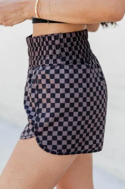 Discount Dear-Lover Leopard High Waisted Athletic Shorts Brown