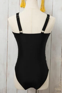 Fashion Dear-Lover Leopard Mesh Insert V Neck High Waist Monokini Brown