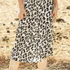 Online Dear-Lover Leopard Print High Waist Midi Skirt Brown