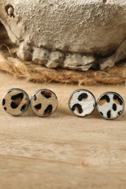 Hot Dear-Lover Leopard Studded Earrings Brown