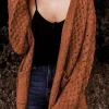 Outlet Dear-Lover Open Front Woven Texture Knitted Cardigan with Pockets Brown