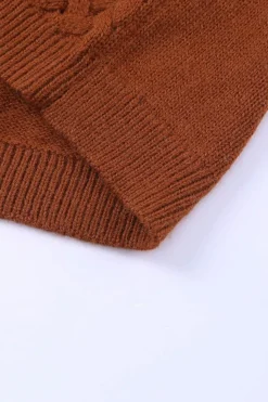 Outlet Dear-Lover Open Front Woven Texture Knitted Cardigan with Pockets Brown