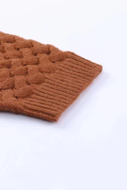 Outlet Dear-Lover Open Front Woven Texture Knitted Cardigan with Pockets Brown
