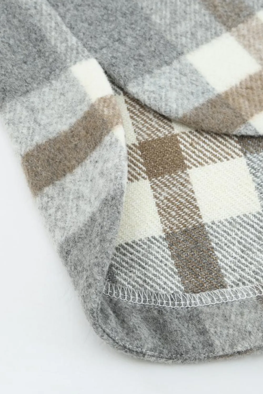Sale Dear-Lover Plaid Print Pocket Women Shacket Brown