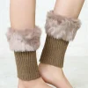Hot Dear-Lover Plush Knitted Patched Winter Boot Cuffs Leg Warmers Brown