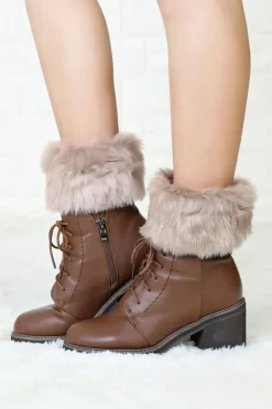 Hot Dear-Lover Plush Knitted Patched Winter Boot Cuffs Leg Warmers Brown