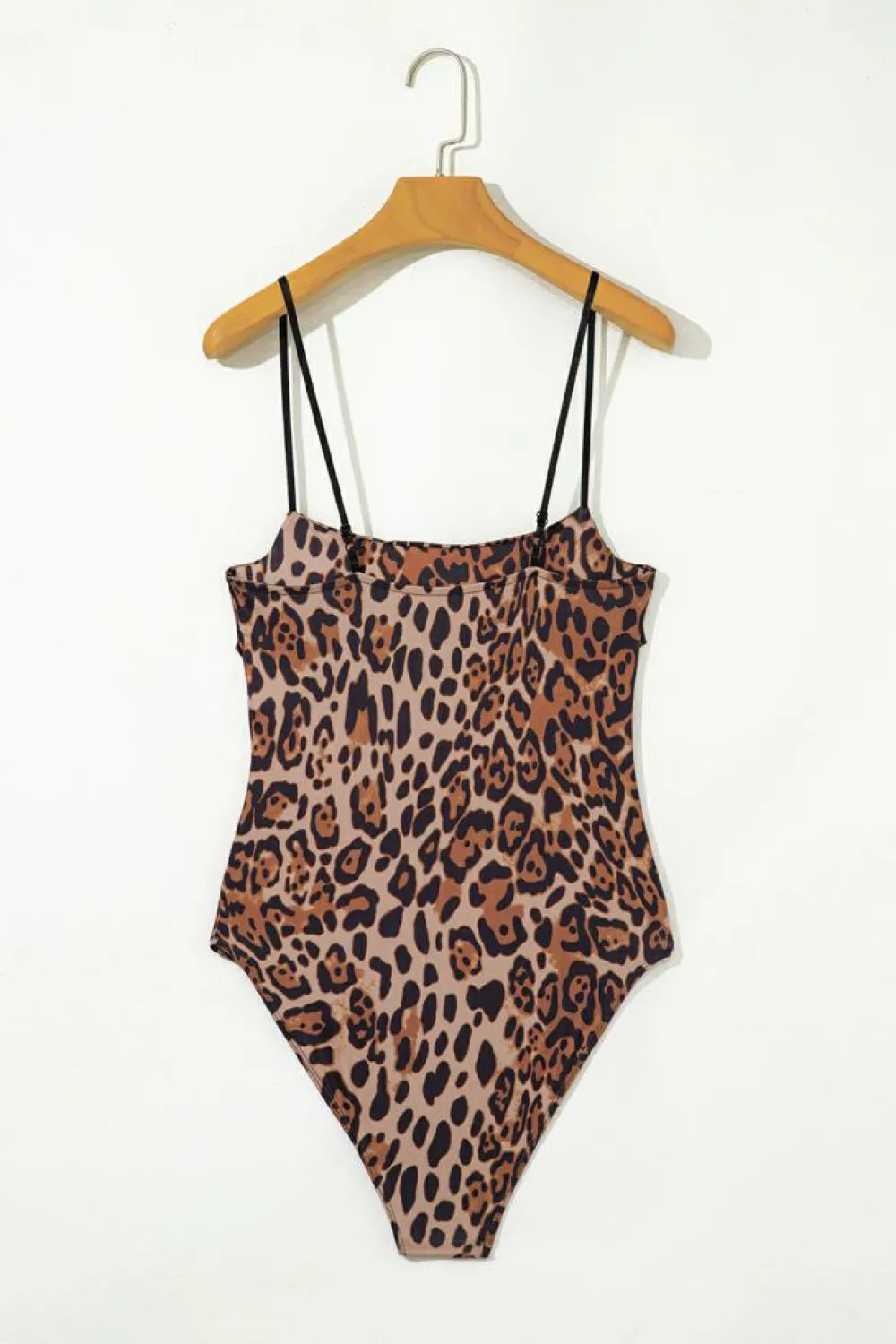 Discount Dear-Lover Spaghetti Straps Ruched Leopard Bodysuit Brown