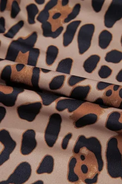 Discount Dear-Lover Spaghetti Straps Ruched Leopard Bodysuit Brown