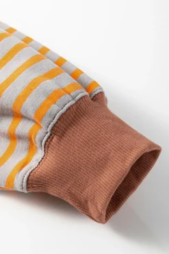 Clearance Dear-Lover Casual Stripe Colorblock Drop Shoulder Oversize Sweatshirt Brown Stripe