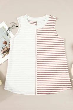 Sale Dear-Lover Colorblock Loose Tank Top Brown Stripe
