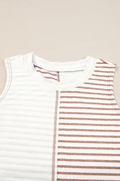 Sale Dear-Lover Colorblock Loose Tank Top Brown Stripe