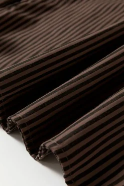 Sale Dear-Lover V Neck Roll Up Sleeve Pocket Patched Classic Shirt Brown Stripe