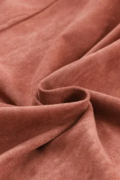 Fashion Dear-Lover Suede Square Neck Puff Sleeve Dress Brown