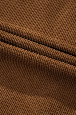 Sale Dear-Lover Textured Flap Pocket Drop Shoulder Shacket Brown