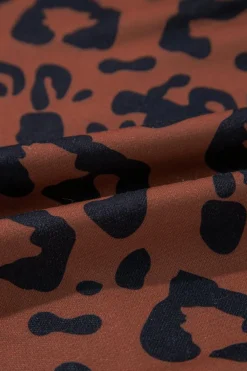 Outlet Dear-Lover Textured Knit Patchwork Leopard Hoodie Brown