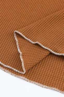 Outlet Dear-Lover Textured Round Neck Long Sleeve Top Brown