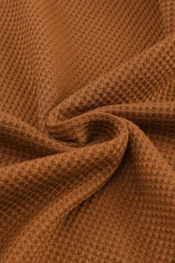 Outlet Dear-Lover Textured Round Neck Long Sleeve Top Brown
