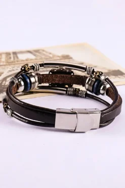 New Dear-Lover Turquoise Faux Leather Multi-layered Bracelet Brown