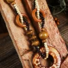 Hot Dear-Lover Vintage Beaded Wooden Pendant Necklace Brown