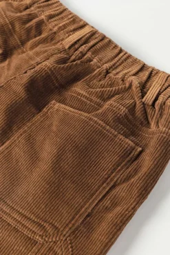 Outlet Dear-Lover Vintage Elastic Waist Back Pocketed Corduroy Shorts Brown