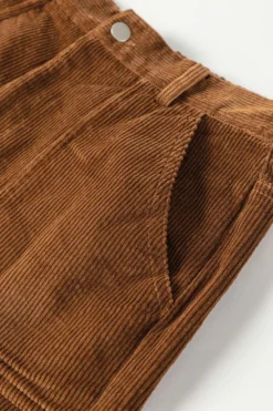 Outlet Dear-Lover Vintage Elastic Waist Back Pocketed Corduroy Shorts Brown