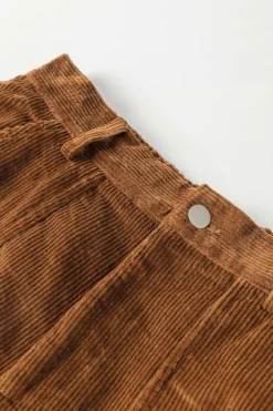 Outlet Dear-Lover Vintage Elastic Waist Back Pocketed Corduroy Shorts Brown
