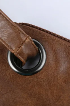 Online Dear-Lover Vintage Leather Oversized Clutch Bag Brown