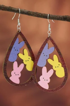 Outlet Dear-Lover Waterdrop Shape Easter Bunny Hook Earrings Brown