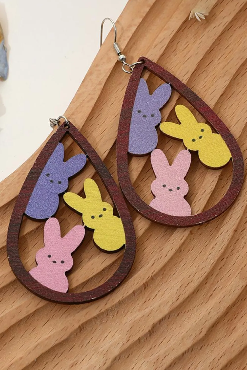 Outlet Dear-Lover Waterdrop Shape Easter Bunny Hook Earrings Brown