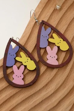 Outlet Dear-Lover Waterdrop Shape Easter Bunny Hook Earrings Brown
