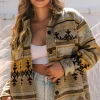 Online Dear-Lover Western Aztec Print Jacket Brown