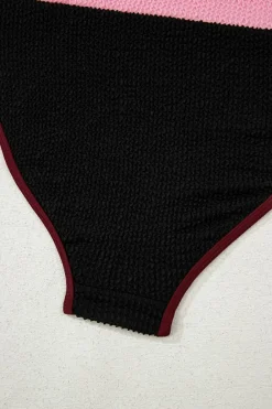 Online Dear-Lover Color Block High Waisted Sexy Bikini Set Burgundy