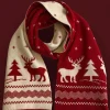 Clearance Dear-Lover Elk Christmas Tree Print Knitted Scarf Burgundy