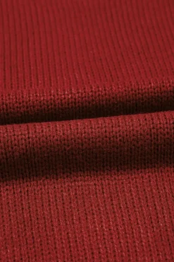 New Dear-Lover Burgundy Front Pocket and Buttons Closure Cardigan Fiery Red