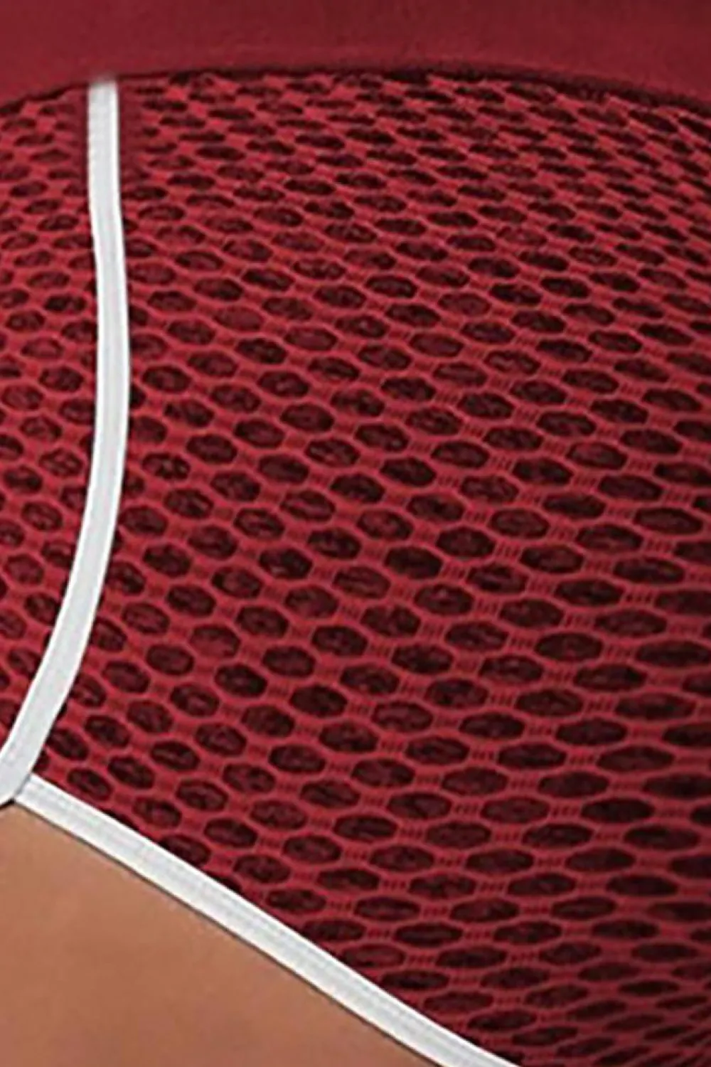 Sale Dear-Lover Burgundy High Waist Honeycomb Contrast Stripes Butt Lifting Yoga Shorts Fiery Red
