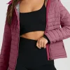 Hot Dear-Lover Solid Color Quilted Zip-up Puffer Jacket Burgundy