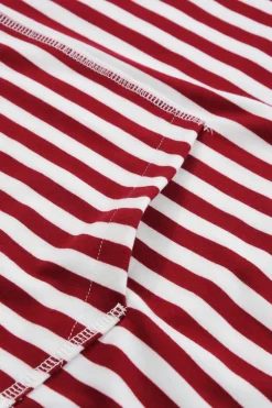 Best Dear-Lover Stripe Kangaroo Pocket Drawstring Hoodie Burgundy