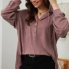 Fashion Dear-Lover Buttoned High and Low Hem Hoodie Fiery Red