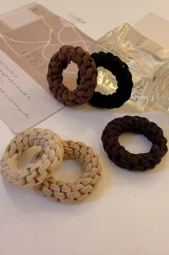 Hot Dear-Lover 5 Piece Thick Braided Hair Tie Set Camel