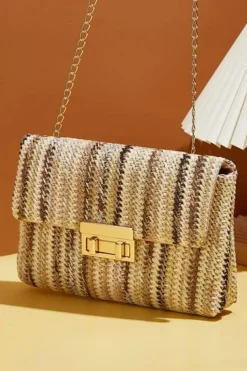 Best Dear-Lover Bohemian Woven Gold Chain Shoulder Bag Camel